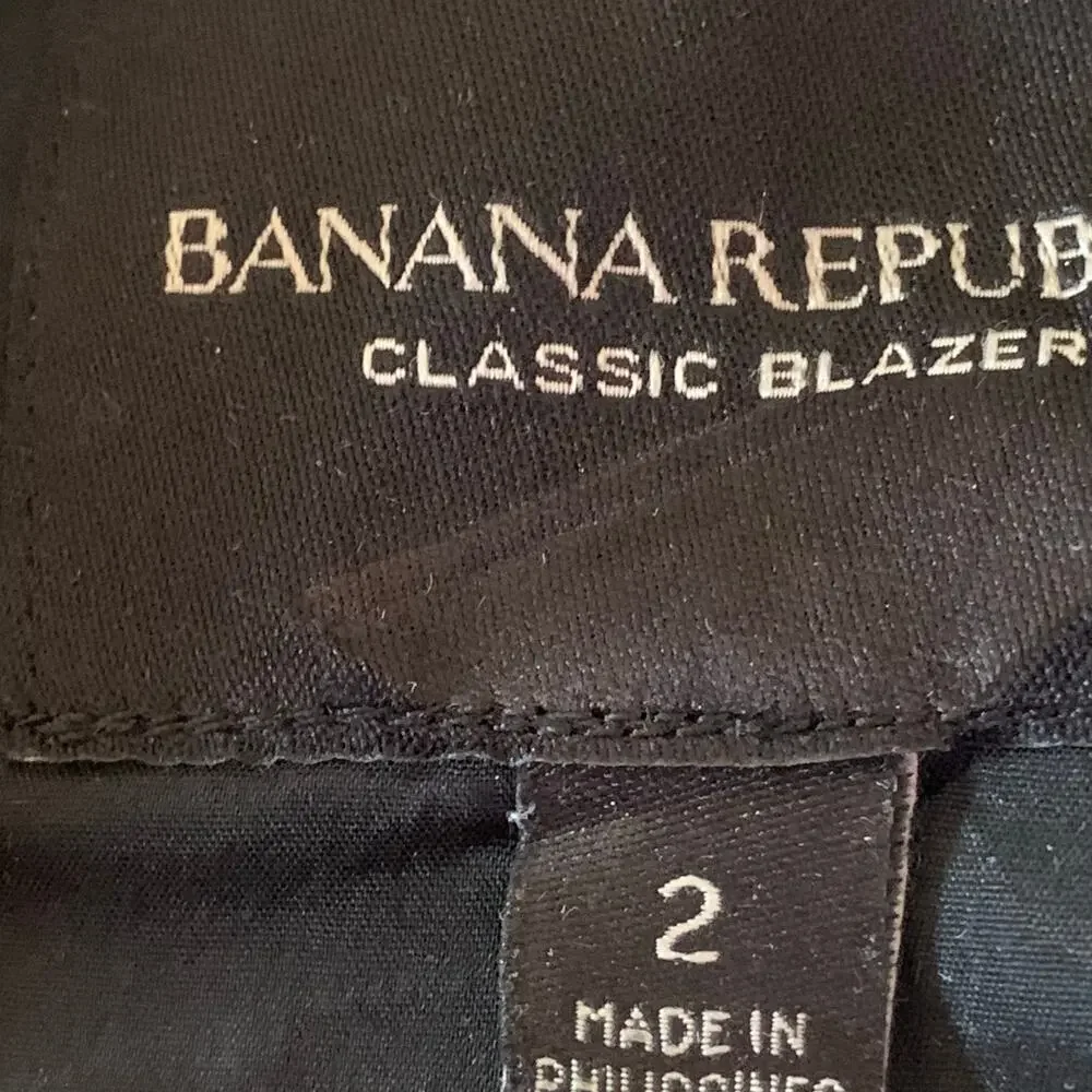 Banana Republic Black Wool Classic Blazer Size 2 - Picture 12 of 15